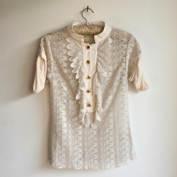 Sz6 Lace Cream Top Made in USA ๐บ๐ธ - Picture 1 of 8